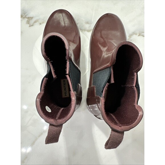 Hunter Rain Boots Women's Size 7 Maroon Burgandy Chelsea Short - Picture 6 of 7